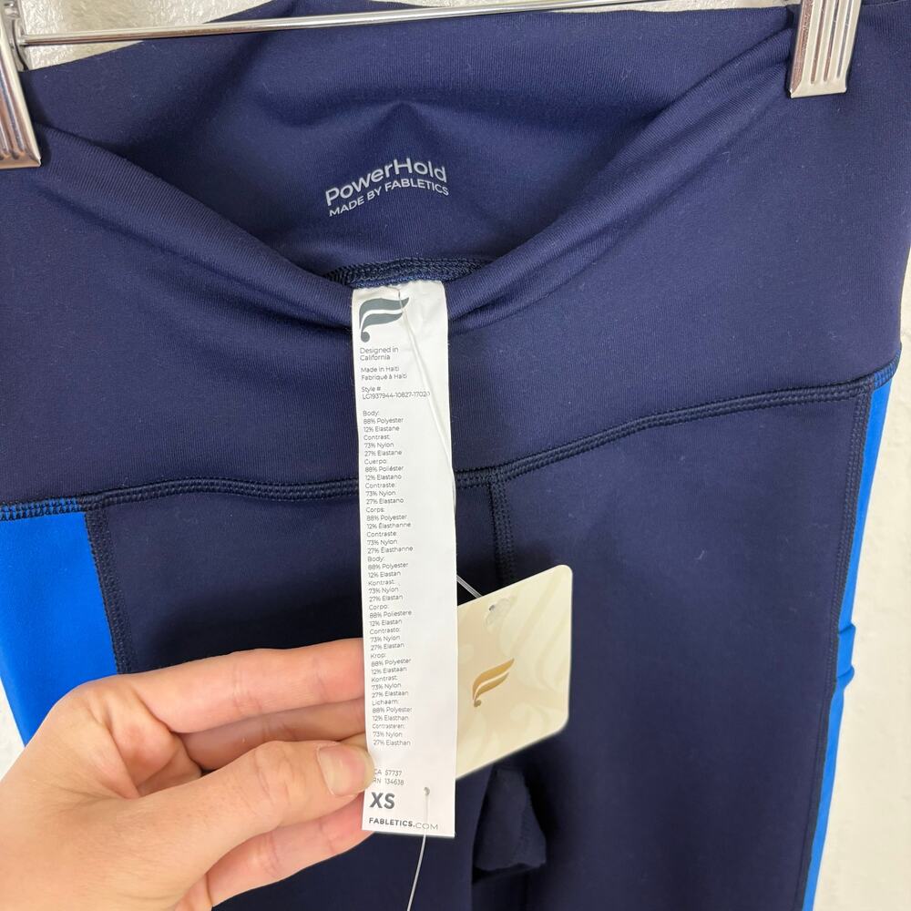 Fabletics Blue On-The-Go High Waisted Pocket Color Block Legging NWT - Picture 4 of 7